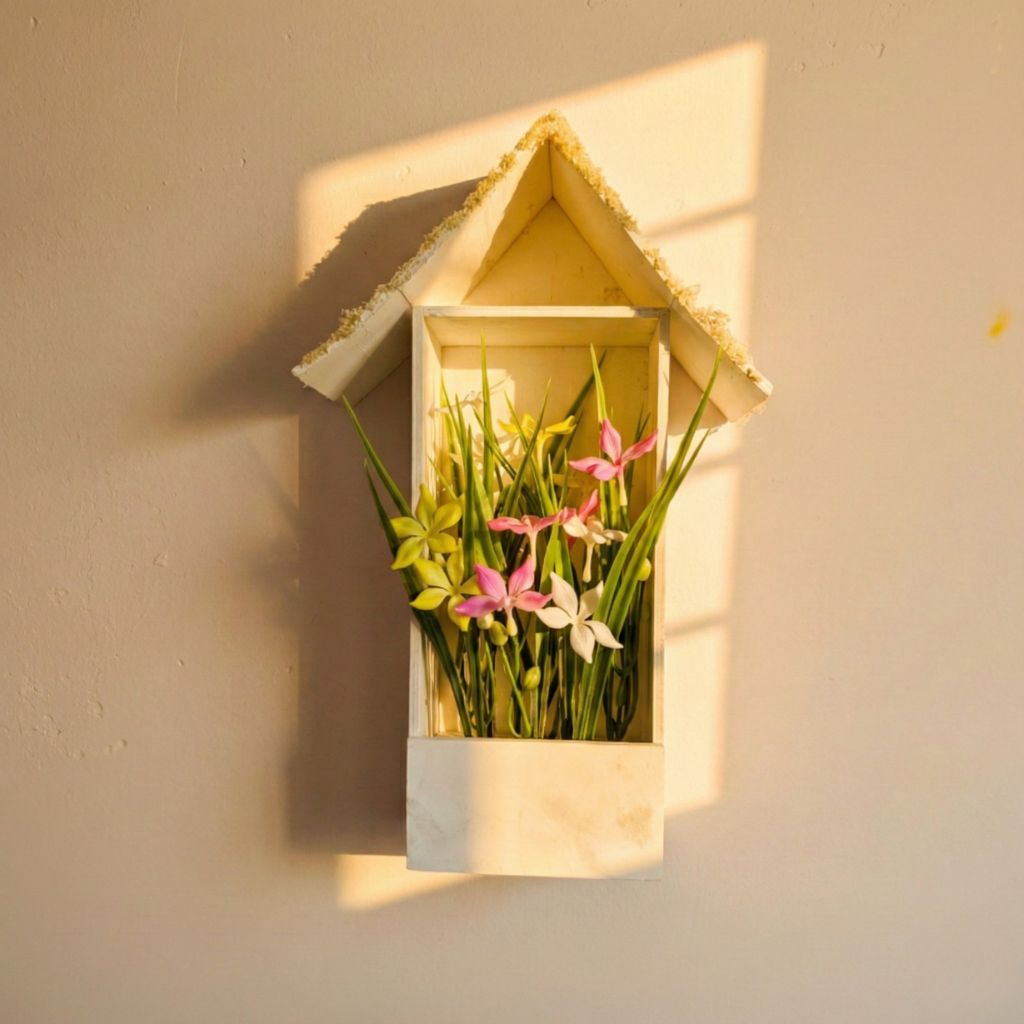 Handmade Woodcanvas Wall-Mounted House Planter (WMHP102)