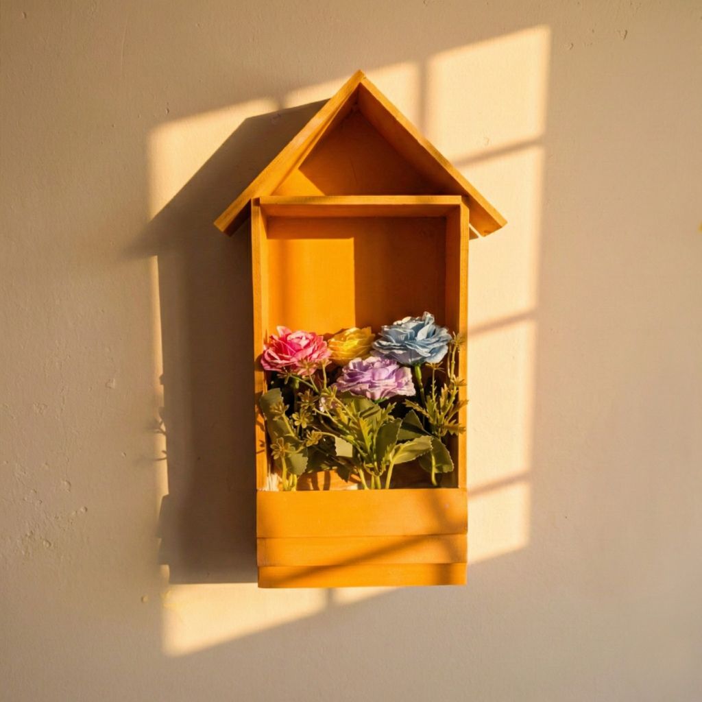 Handmade Woodcanvas Wall-Mounted House Planter (WMHP101)