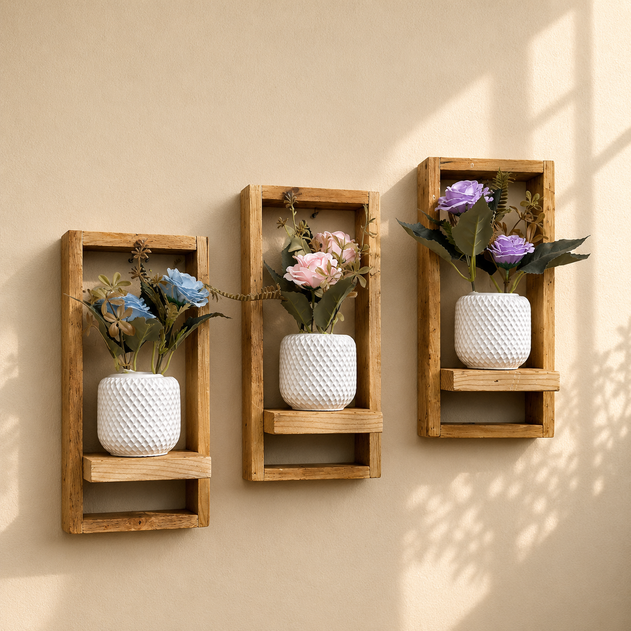 Wooden Floral Display Shelf