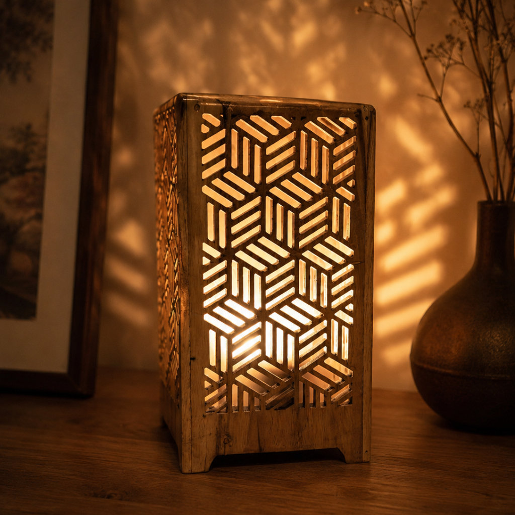 Wooden Laser Cut Lamp – (WT106) - Wood Canvas