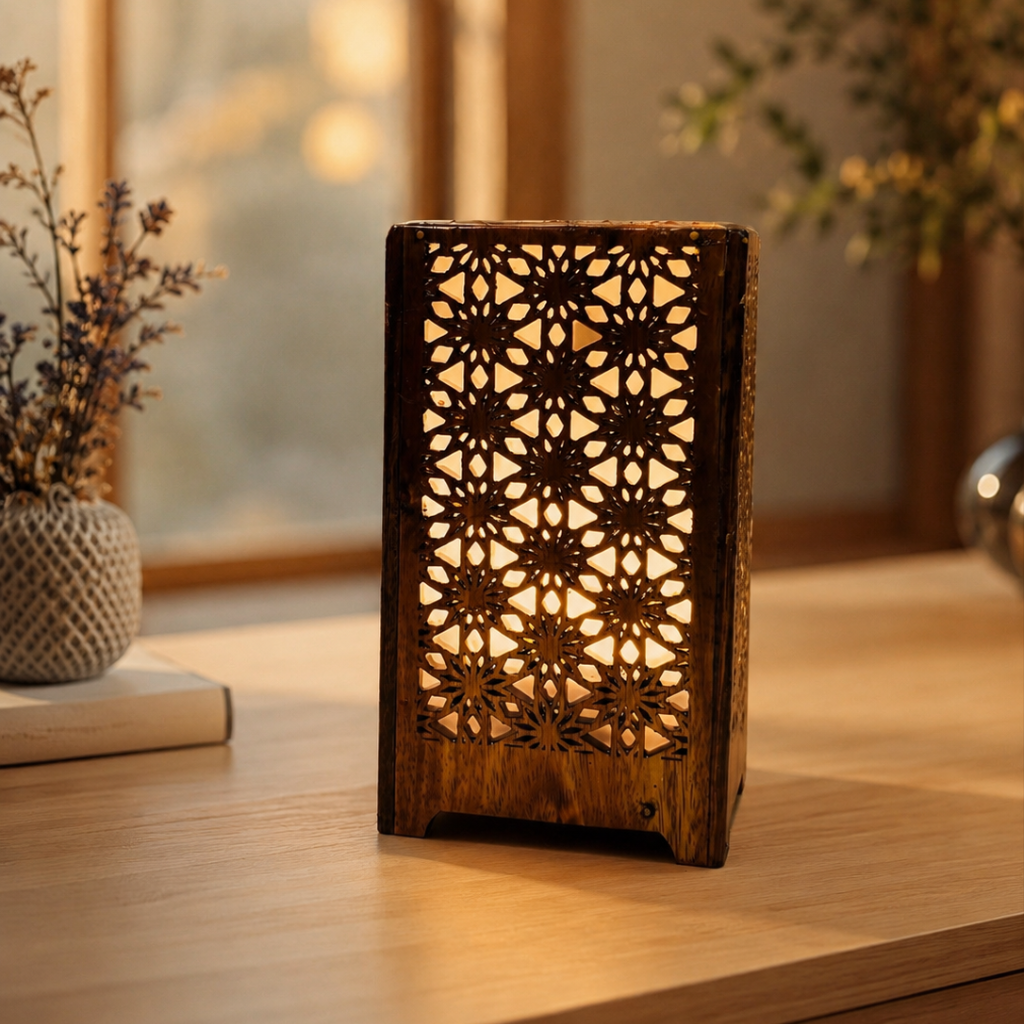 Wooden Laser Cut Lamp – (WT107) - Wood Canvas